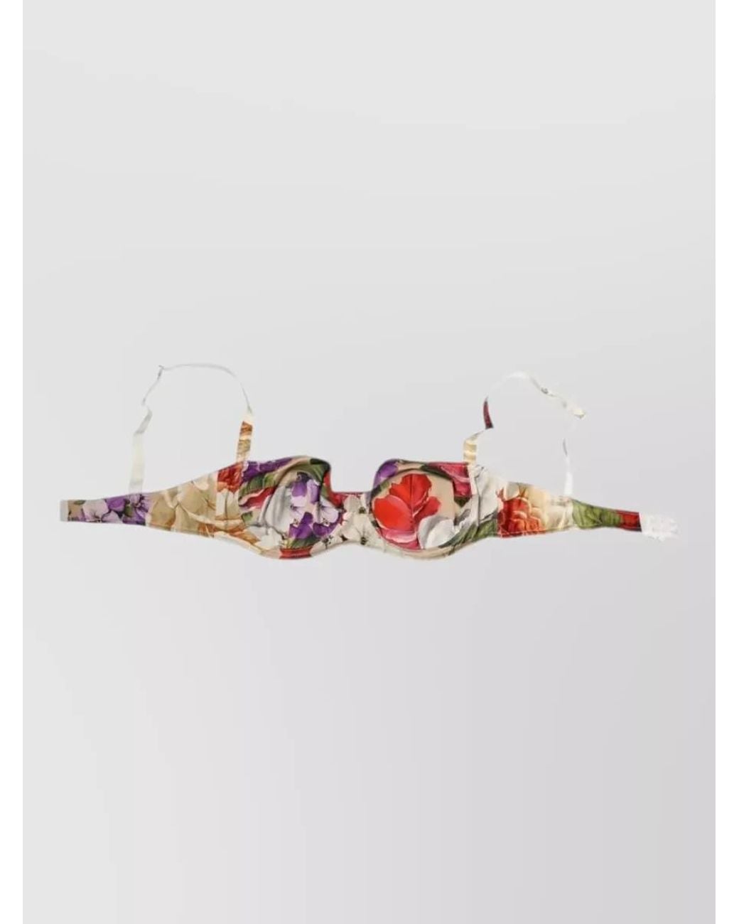 Dolce & Gabbana Multicolor Silk Floral Print Balconette Bra