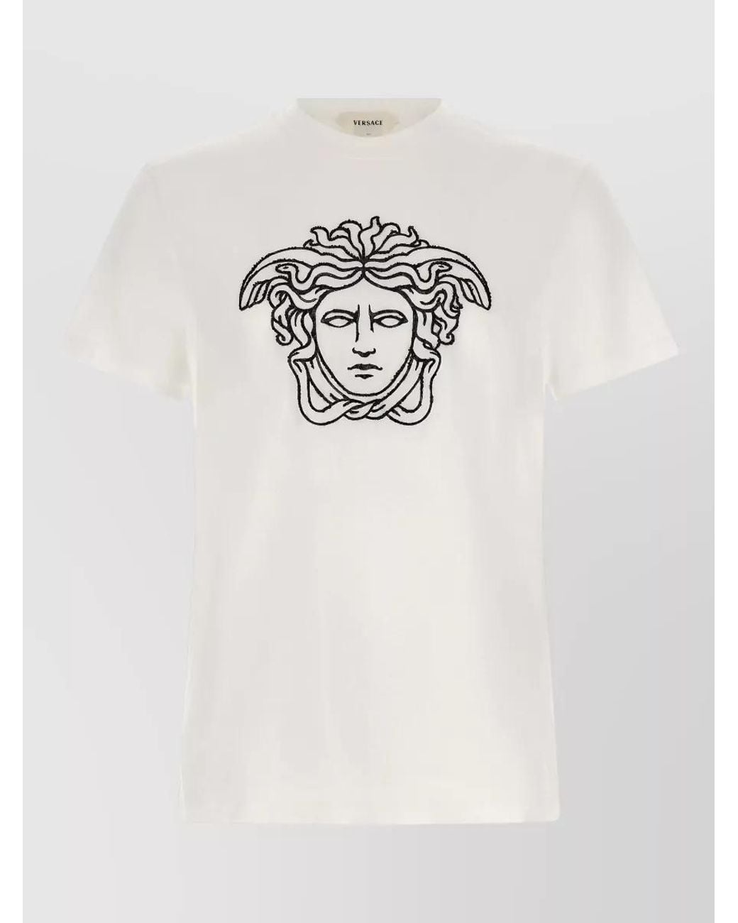 Versace White Embellished Cotton Crew-Neck T-Shirt for men