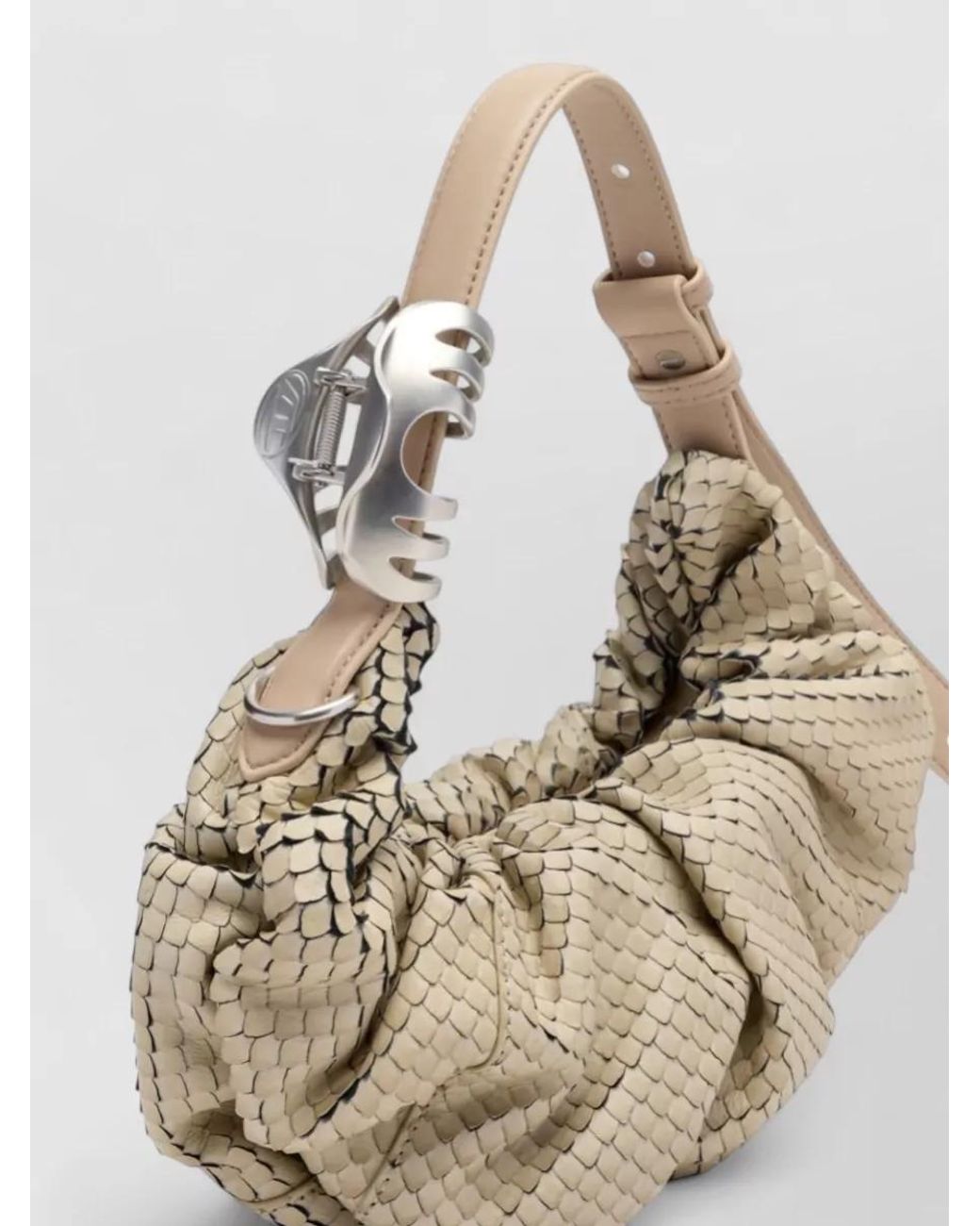 DIESEL Natural Grab-D Small Leather Shoulder Bag