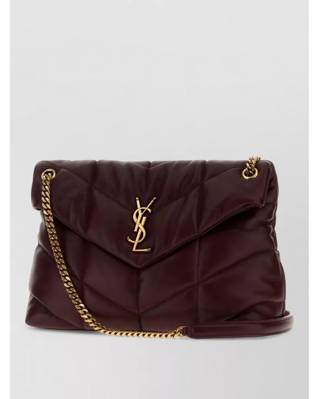 Saint Laurent Purple Loulou Medium Leather Clutch Bag