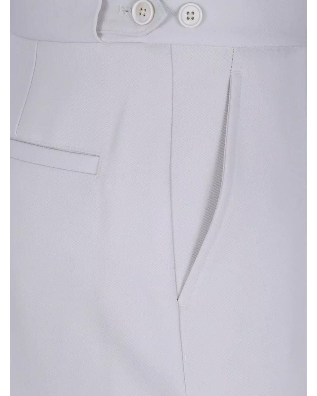 Maison Margiela White Wool Straight Leg Tailored Trousers