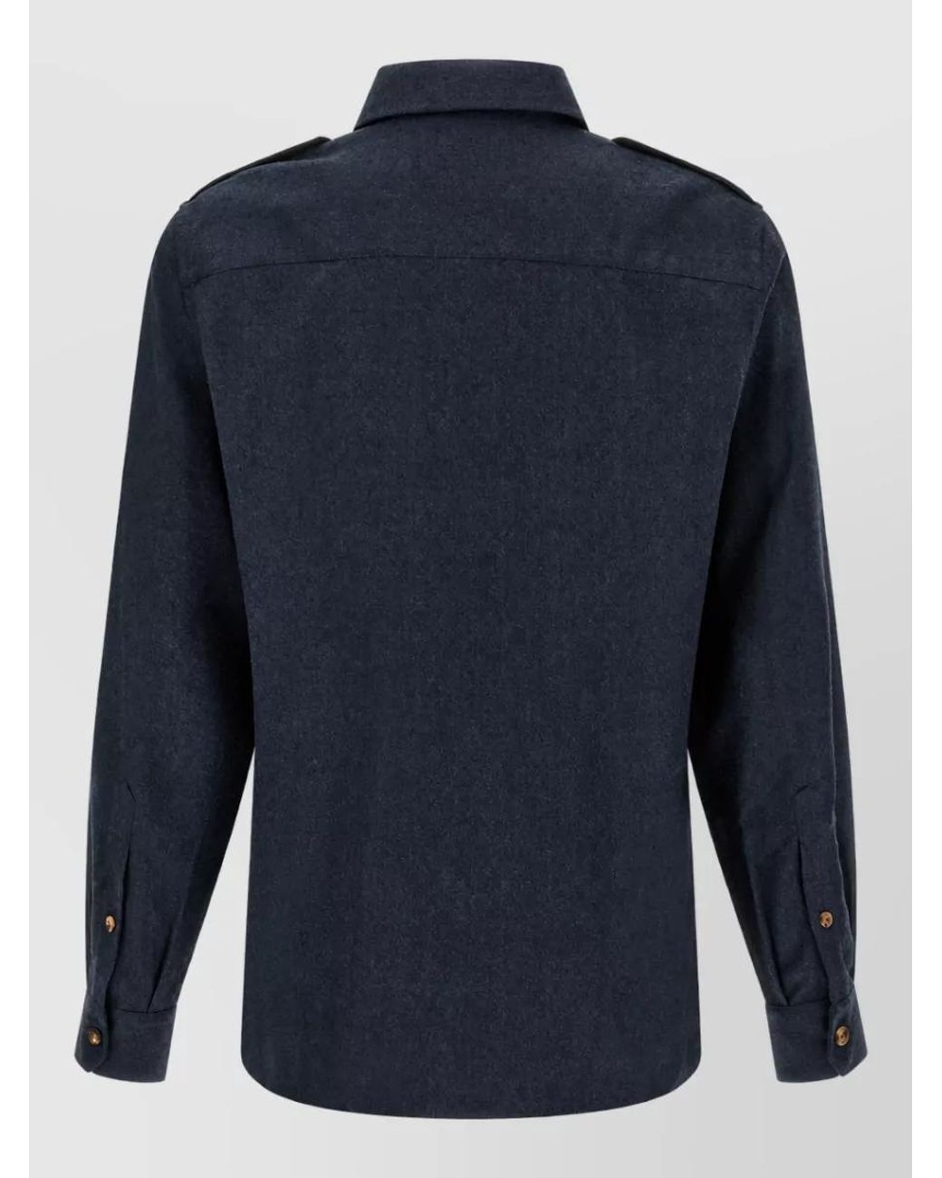 Brunello Cucinelli Blue Wool Flannel Shirt Jacket for men