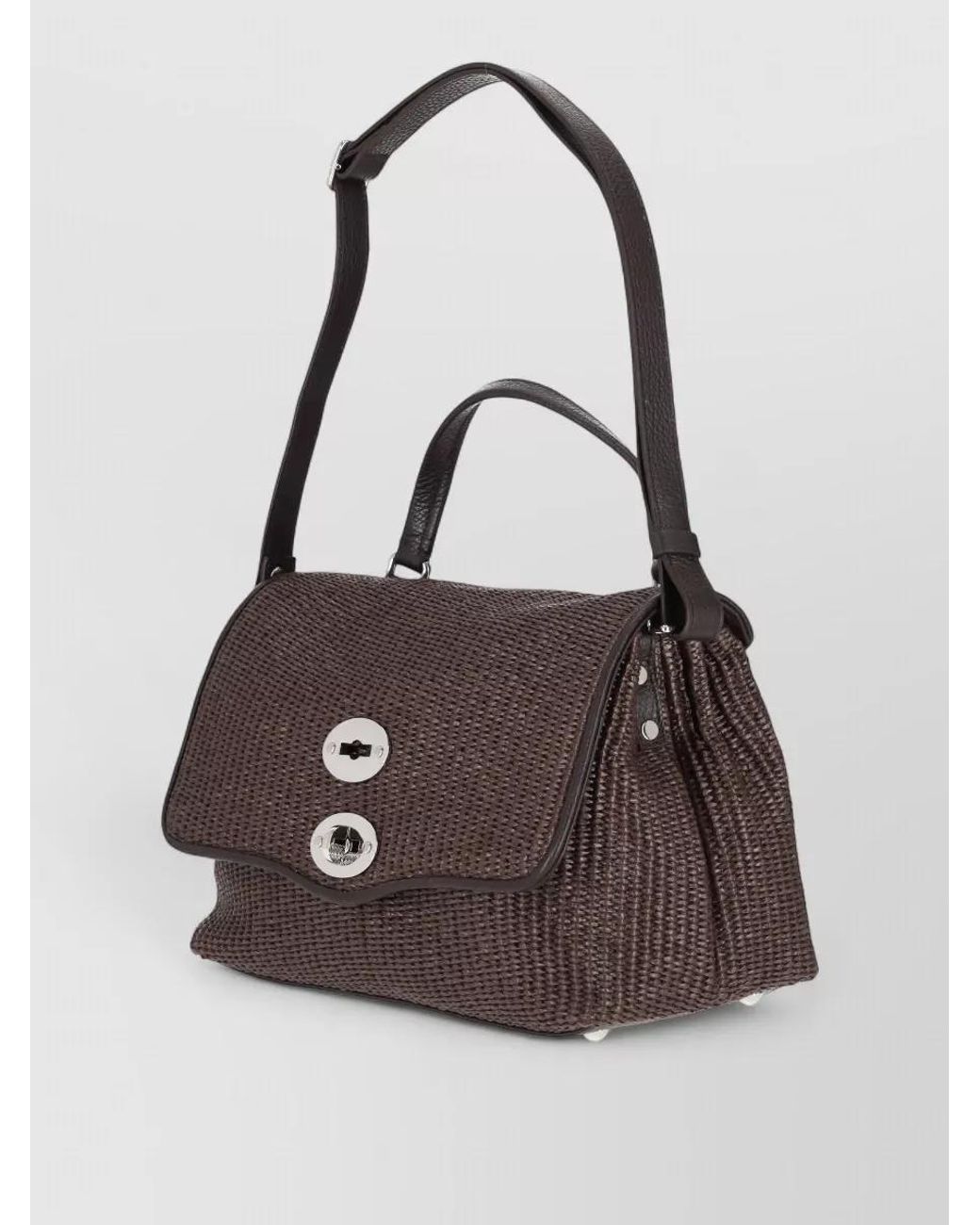Zanellato Brown Leather Raffia Tote Bag