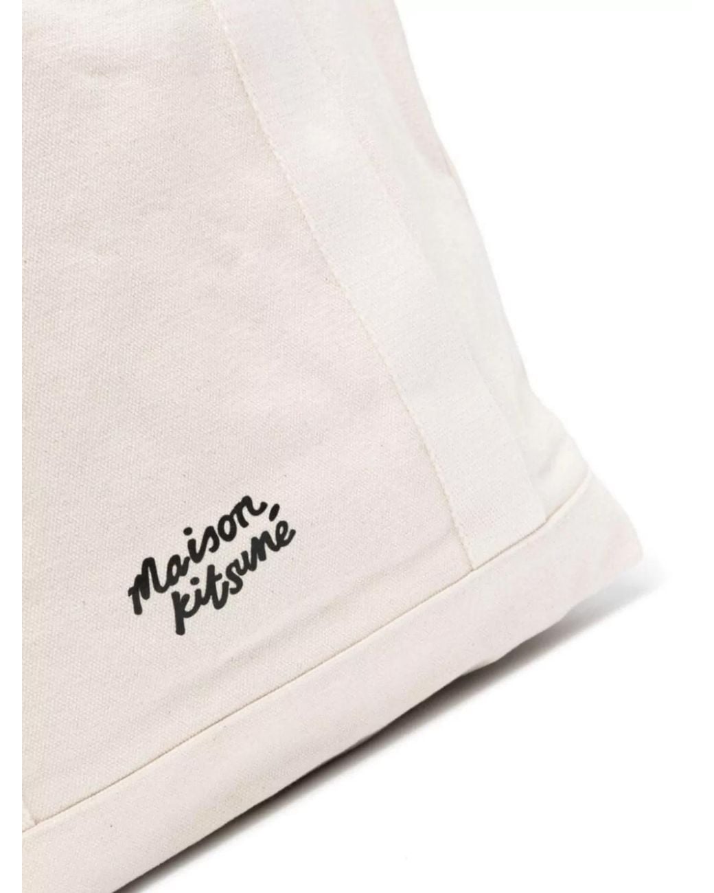 Maison Kitsuné White Chillax Fox Motif Tote Bag