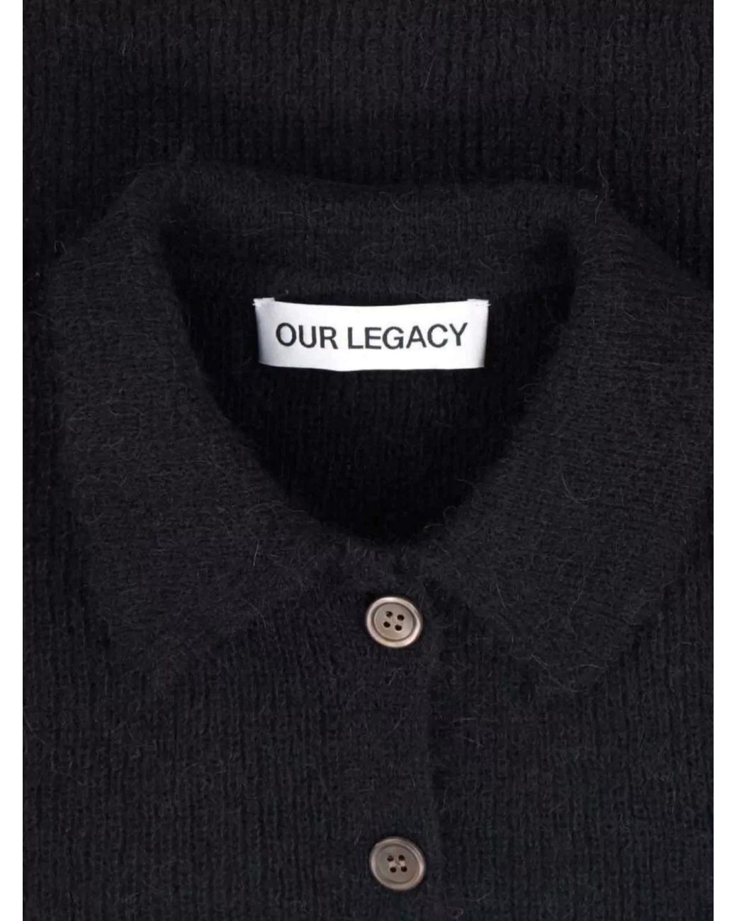 Our Legacy Blue Alpaca-Blend Short-Sleeve Polo Sweater