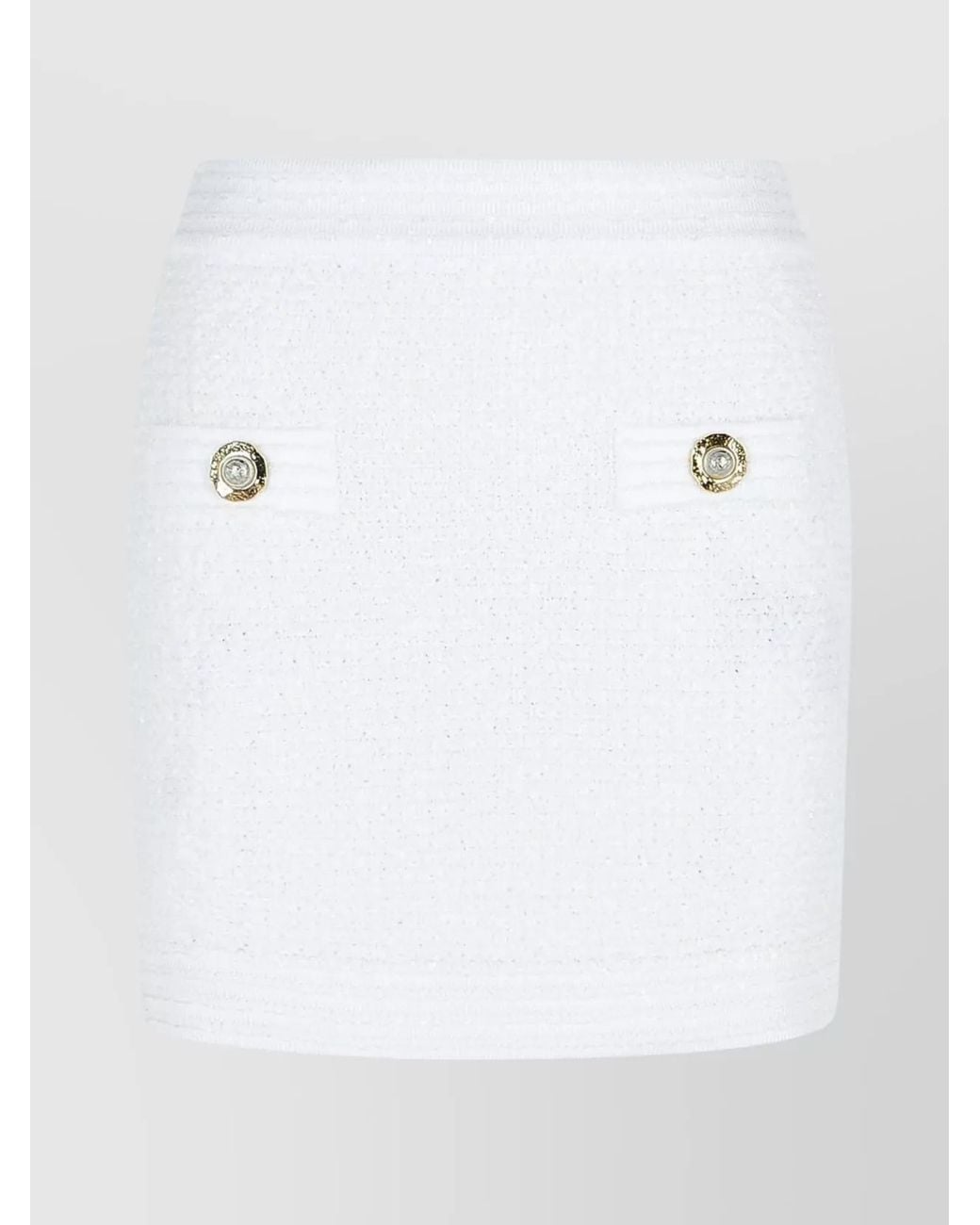 Balmain White High-Rise Tweed Mini Skirt