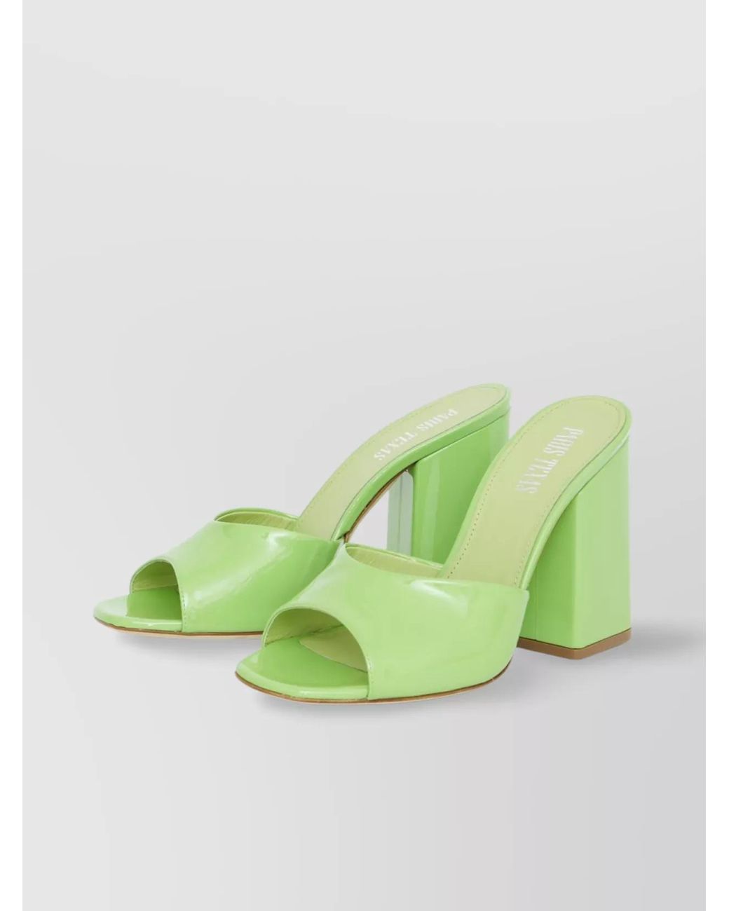 Paris Texas Green Patent Leather Block Heel Sandals