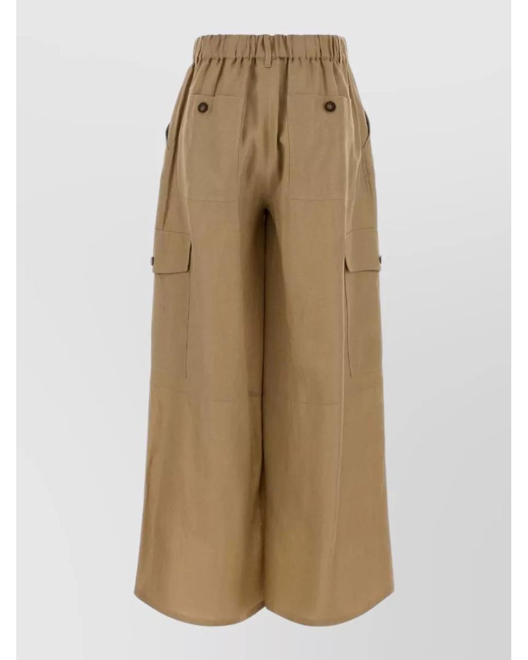 Weekend by Maxmara Natural Linen Wide-Leg Cargo Trousers