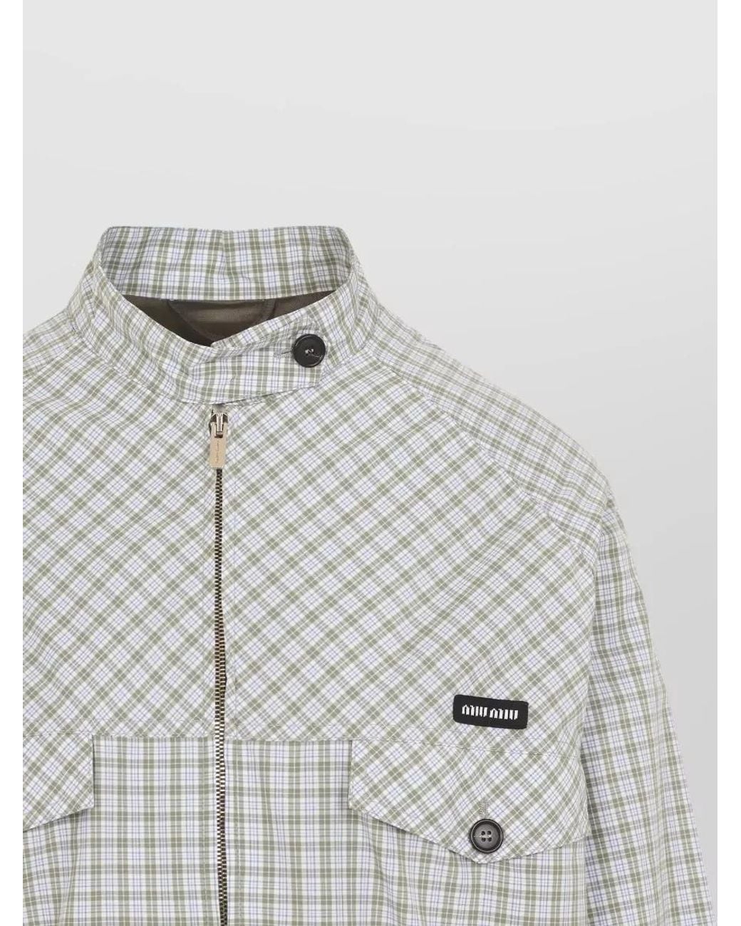 Miu Miu Gray Checked Oversized Single Breasted Jacket