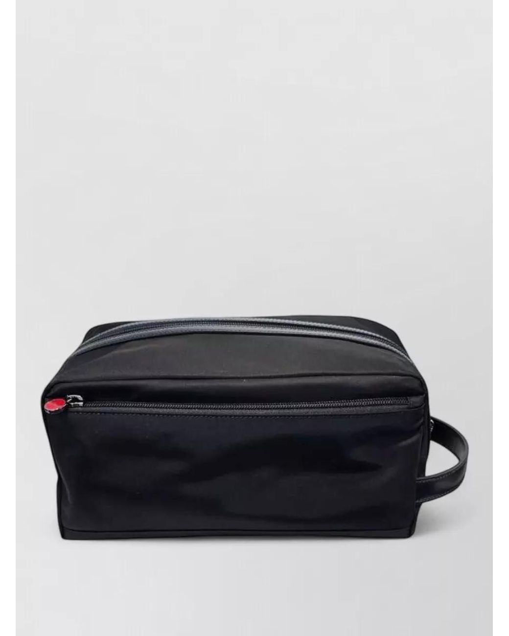 Kiton Black Leather-Trim Toiletry Bag for men