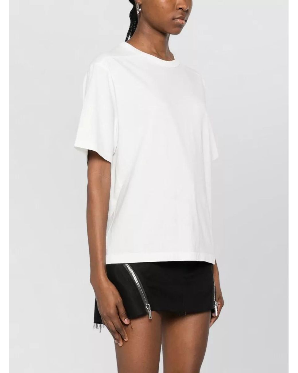 Rick Owens White Cotton Crew Neck Short Sleeve T-Shirt