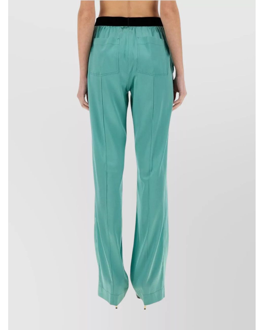 Tom Ford Green Silk Wide-Leg Trousers