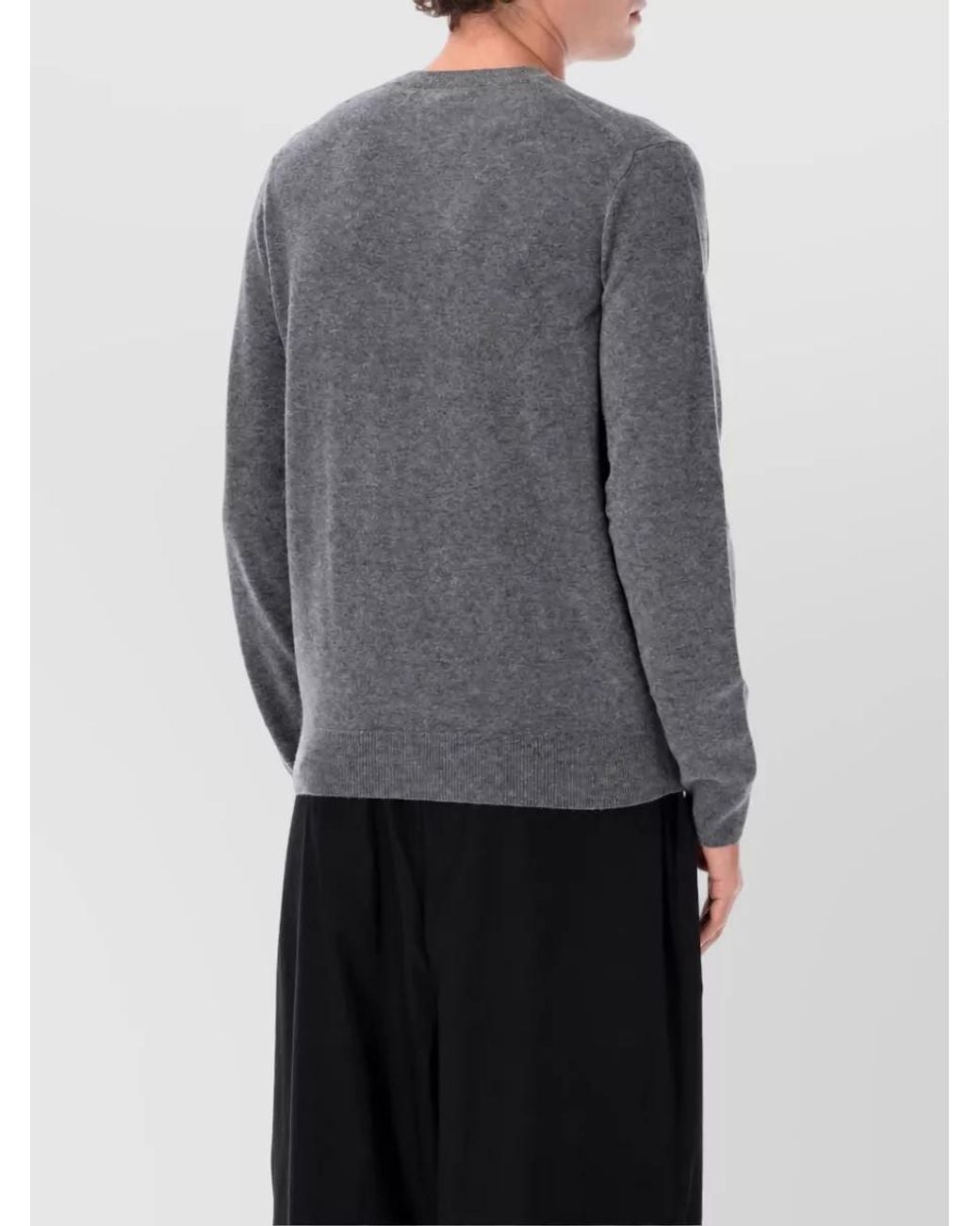 Comme des Garçons Gray Wool Ribbed Crewneck Sweater for men