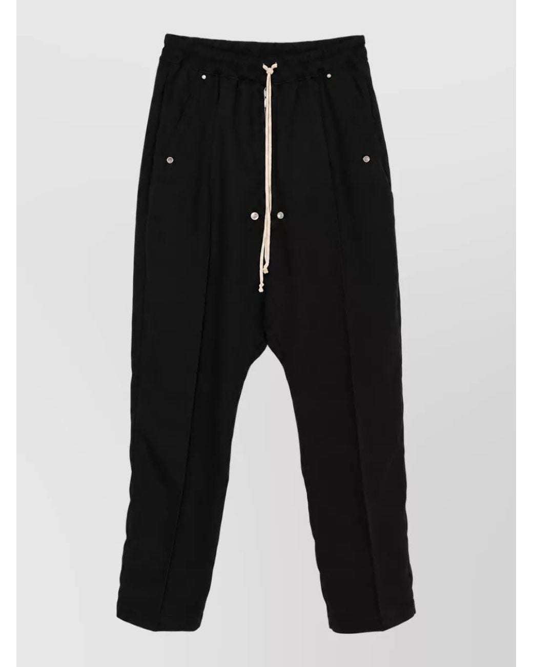 Rick Owens Black Wool Drop-Crotch Trousers for men