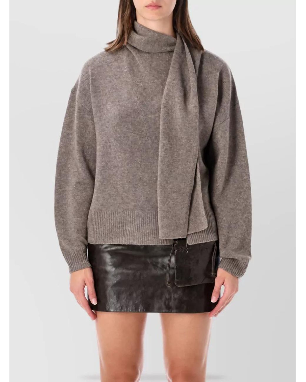 THE GARMENT Gray Cashmere Wool Scarf Knit Sweatshirt