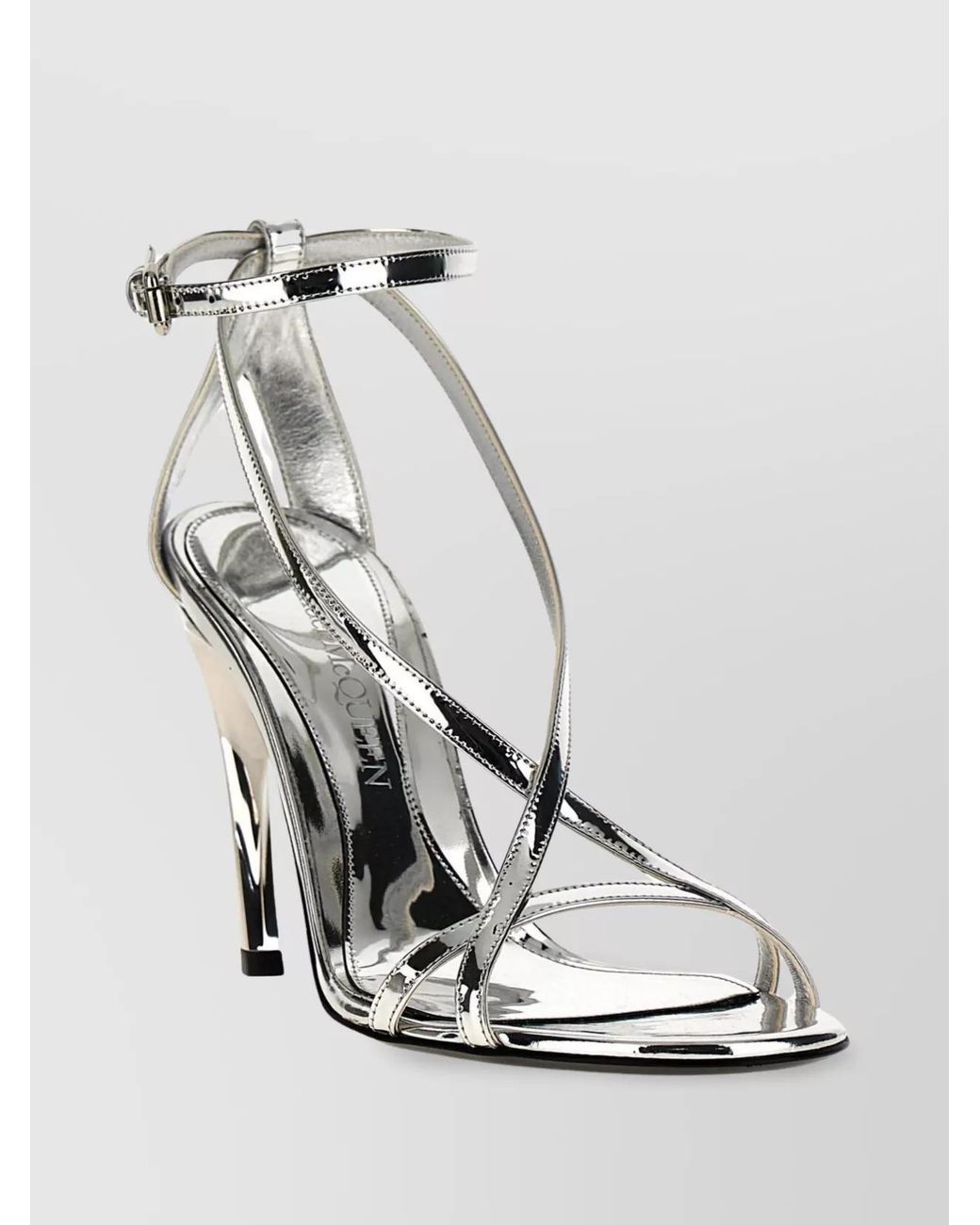 McQueen White 'Strappy Metallic Stiletto Sandals'