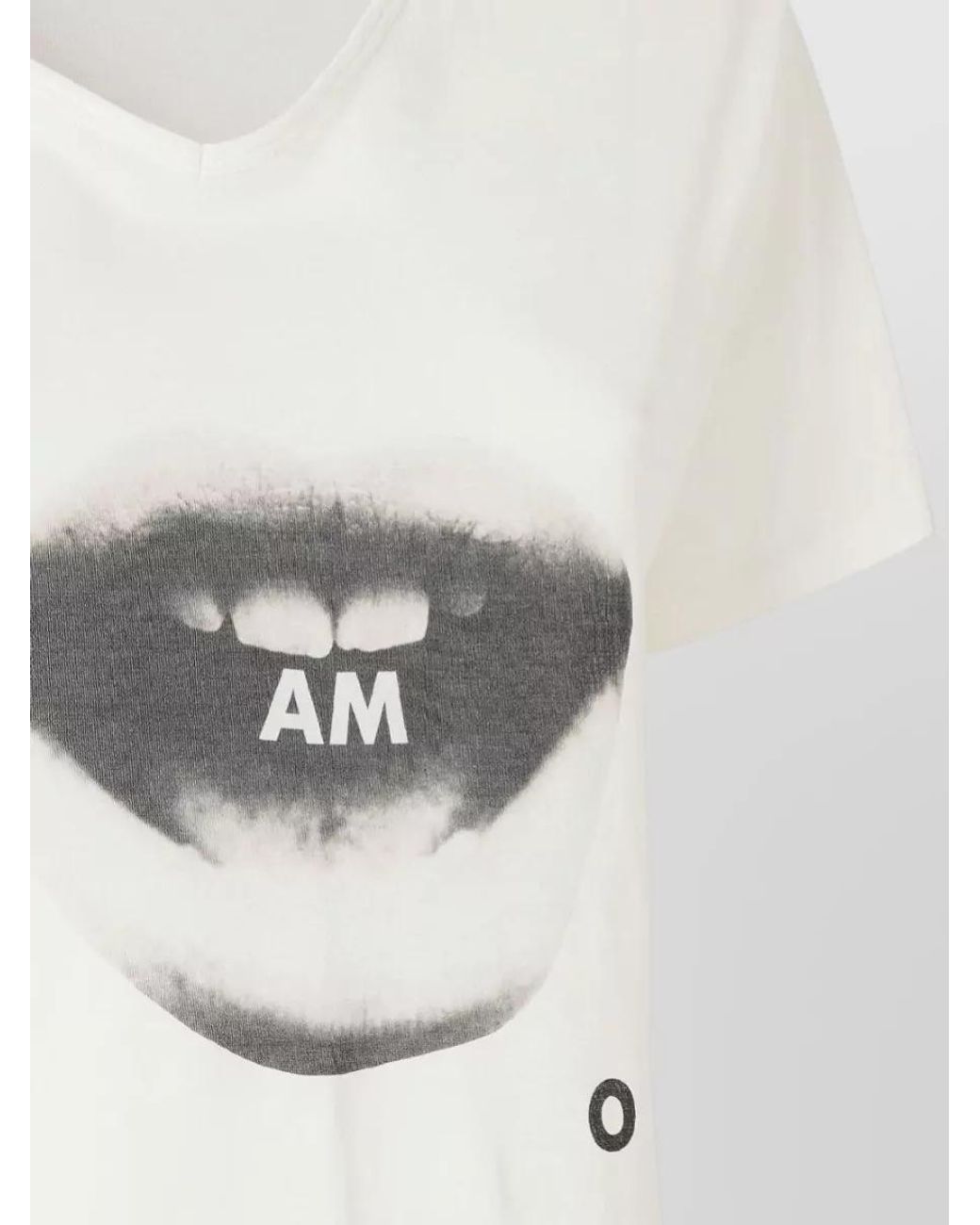 Fendi White Cotton Printed V-Neck Short-Sleeve T-Shirt