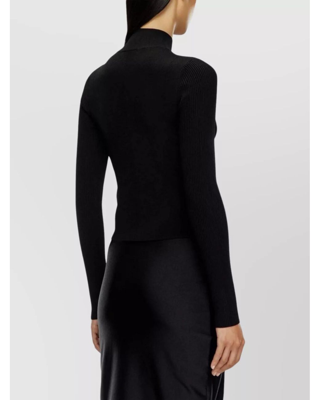 DIESEL Black Ribbed Slim-Fit High-Neck Knitted Top