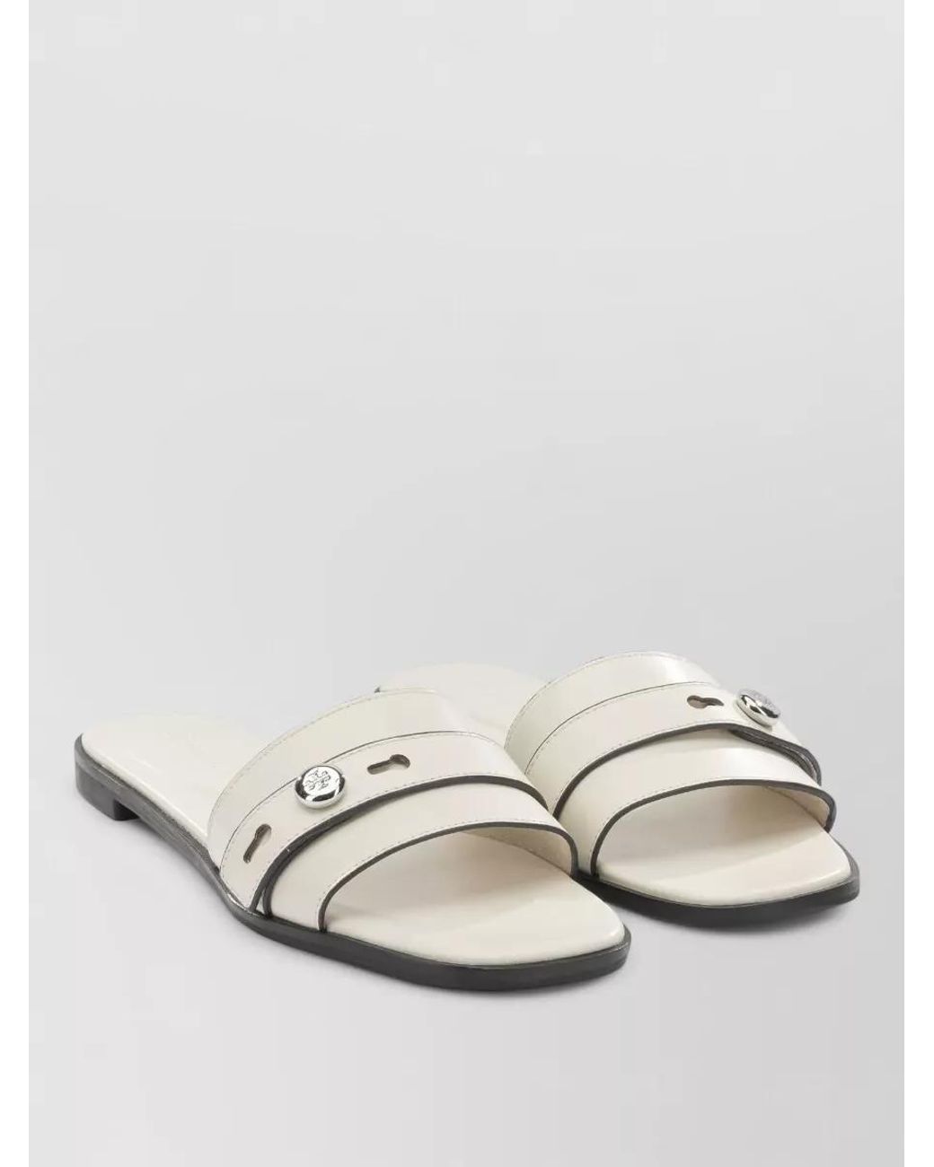 Tory Burch Natural Leather Romy Slides