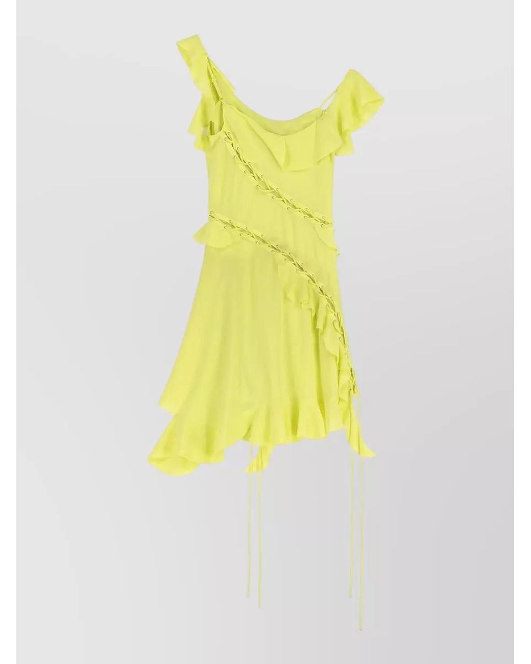 Acne Yellow Frilled Mini Dress