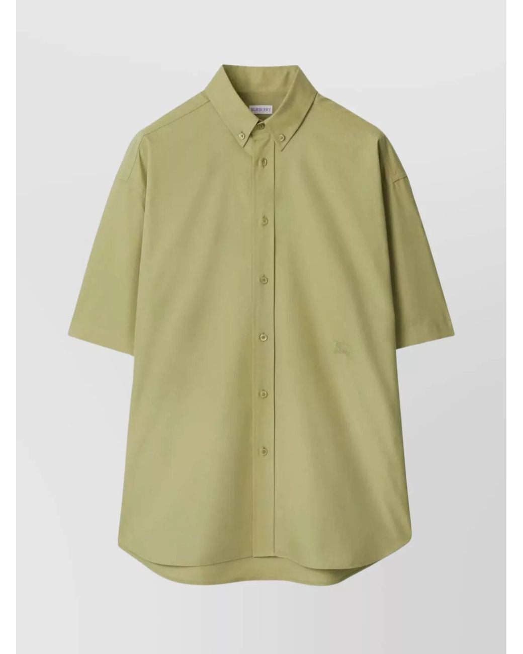 Burberry Green Logo-Embroidered Short-Sleeve Cotton Shirt for men