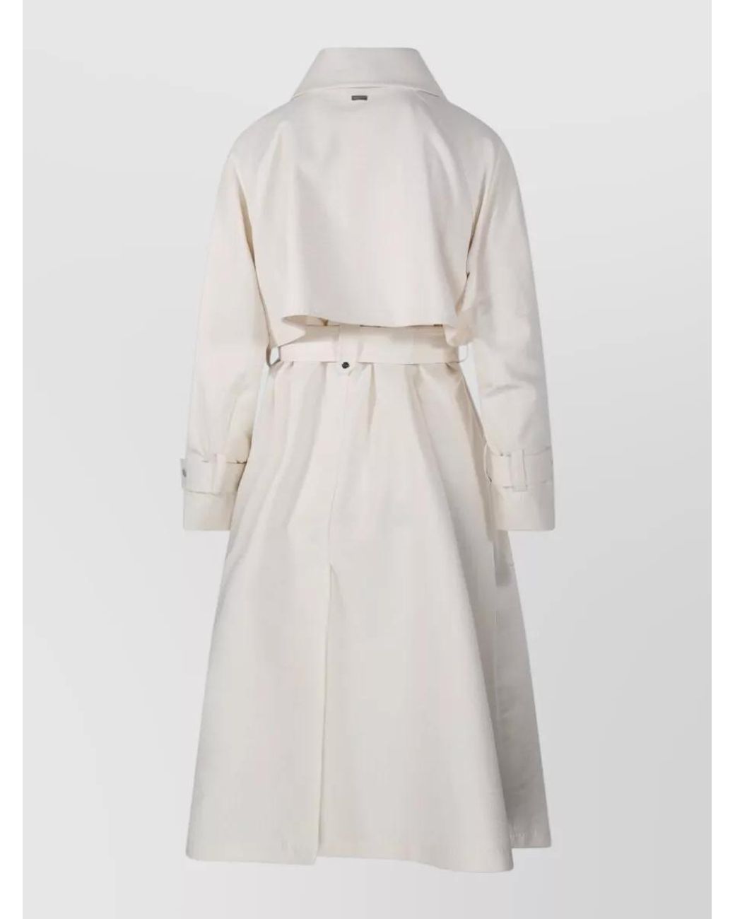 Herno Natural Long Raincoat Belted Waist Buttoned Cuffs Collar