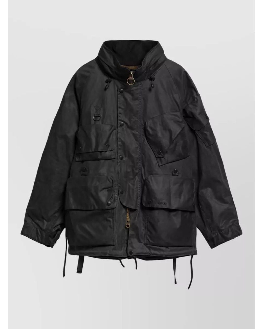 Barbour Black Waxed Cotton Ripstop Padded Coat for men