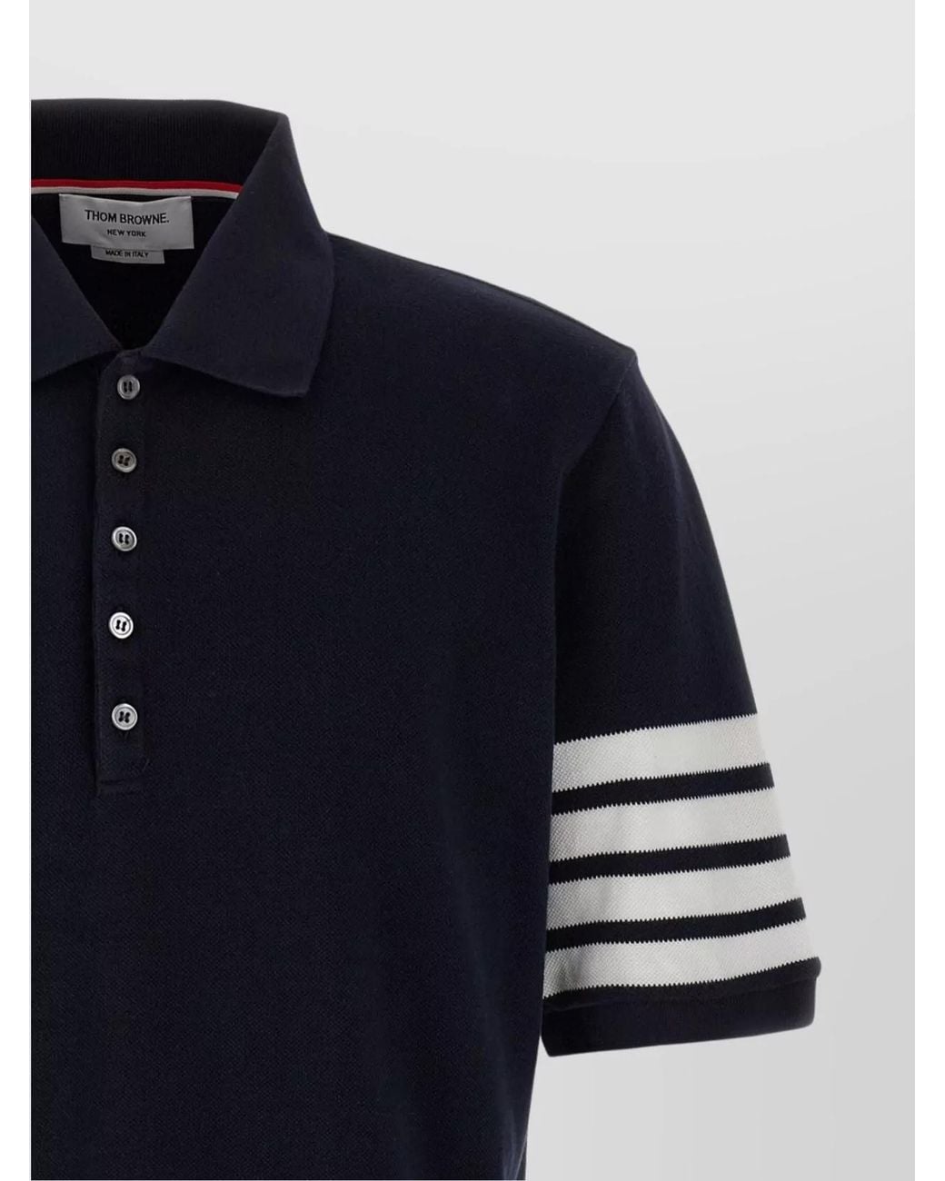Thom Browne Blue Cotton Piqué Short-Sleeve Polo Shirt for men