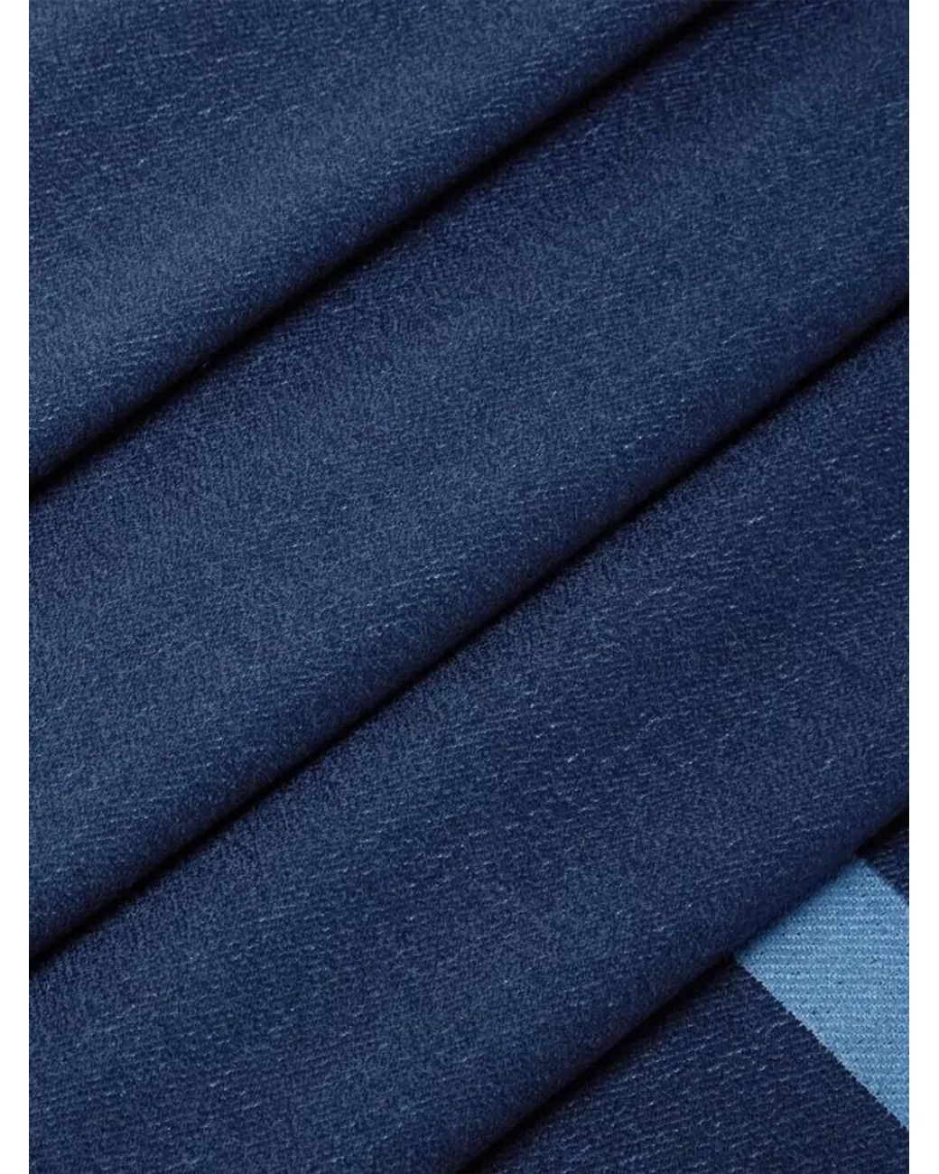 Fendi Blue Virgin Wool Logo-Pattern Scarf for men