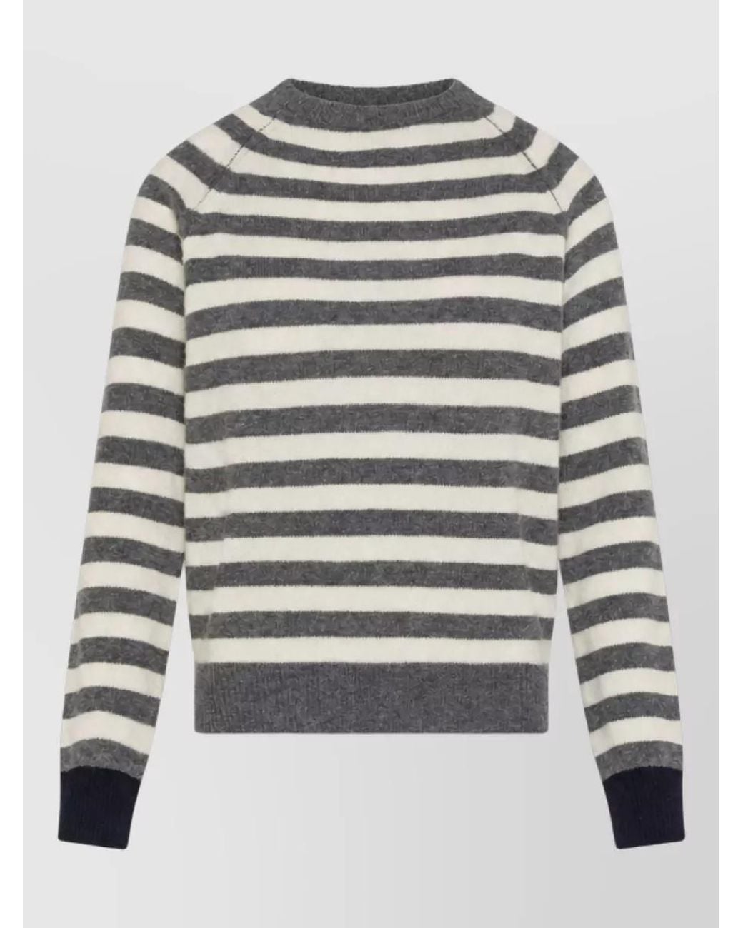 SEVENTY VENEZIA Gray Striped Wool Crewneck Sweater