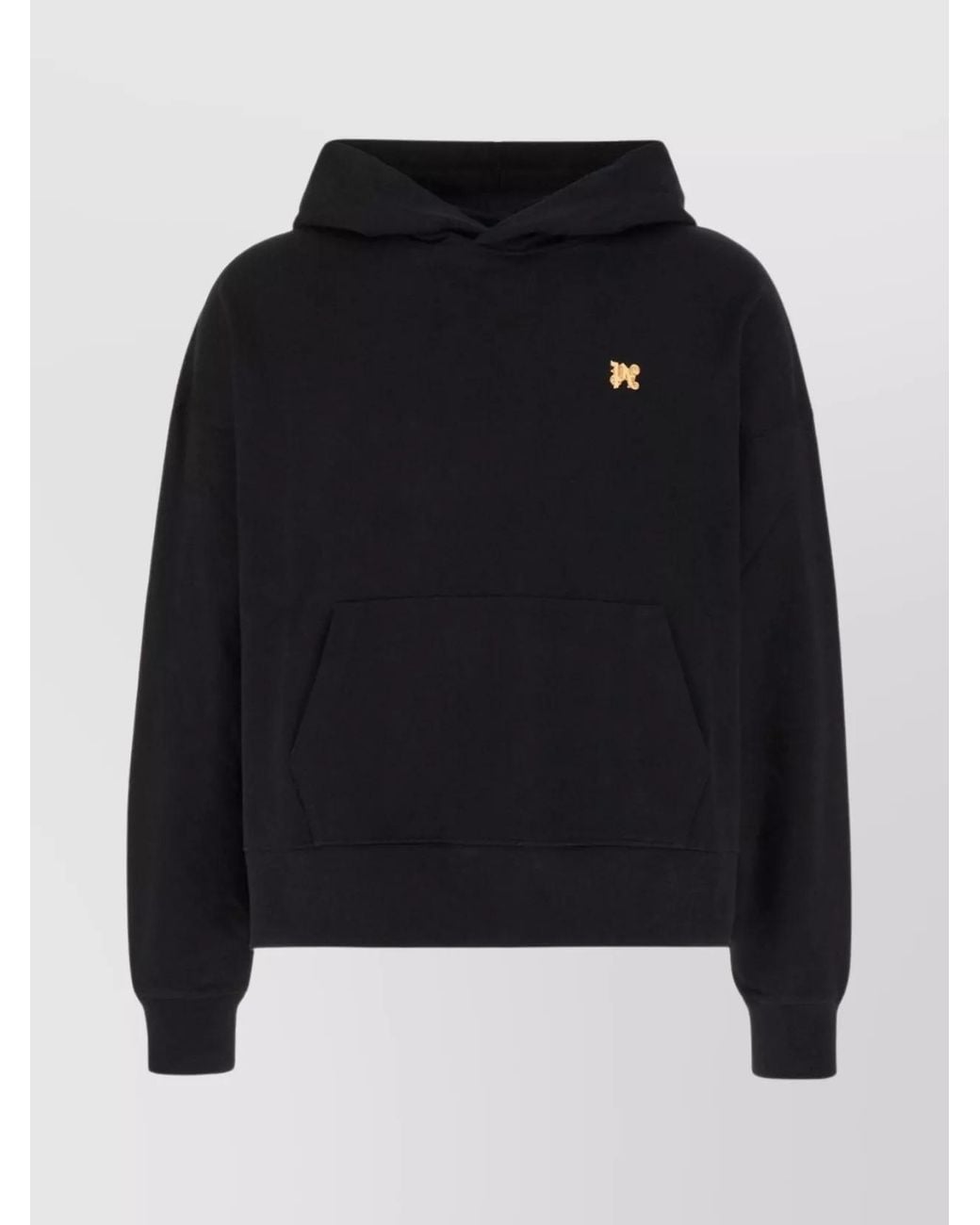 Palm Angels Black Cotton Logo-Embroidered Hoodie for men
