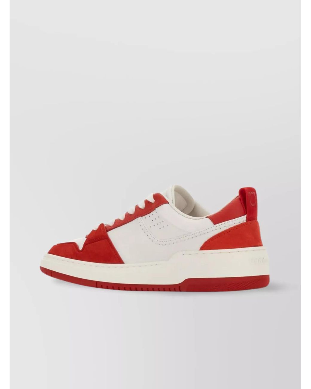 Ferragamo Red Leather And Suede Low-Top Sneakers