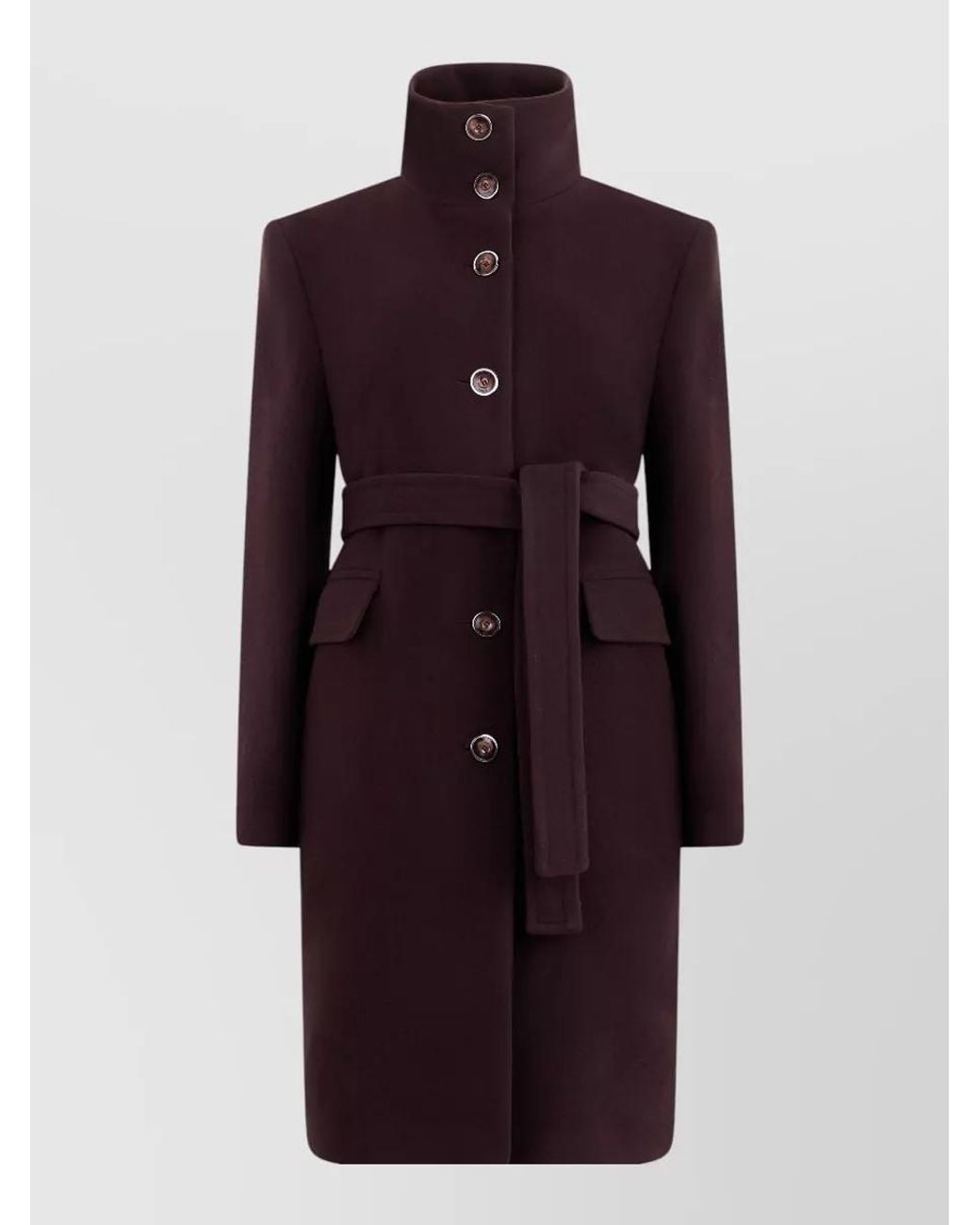 Pinko Purple Wool Belted Coat