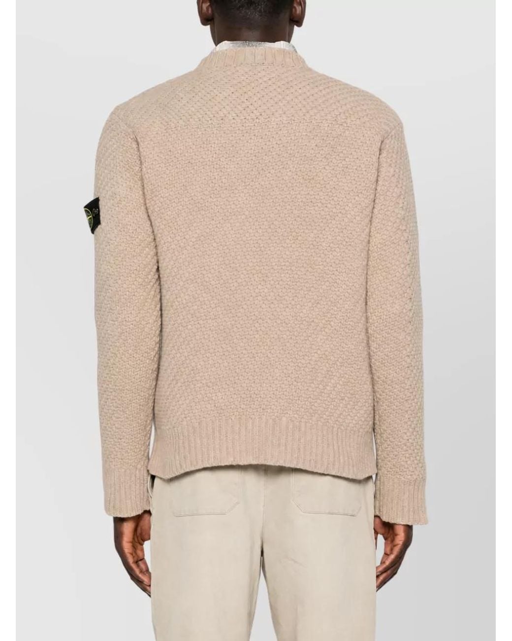 Stone Island Natural Wool Basket-Knit Crewneck Jumper for men