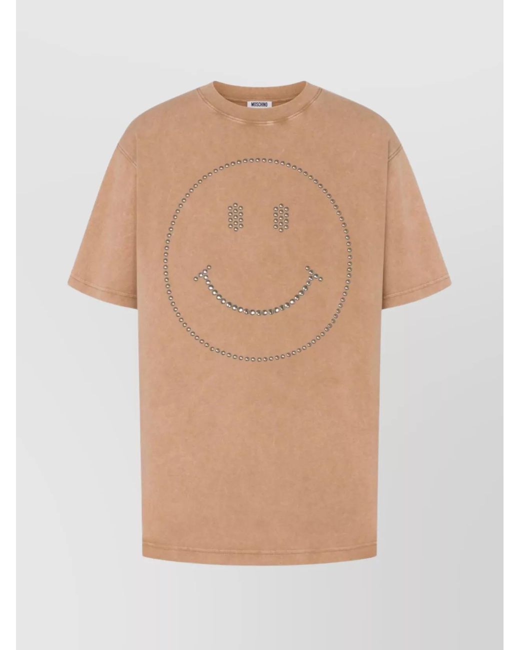 Moschino White Studded Smiley Print Cotton Short-Sleeve T-Shirt for men
