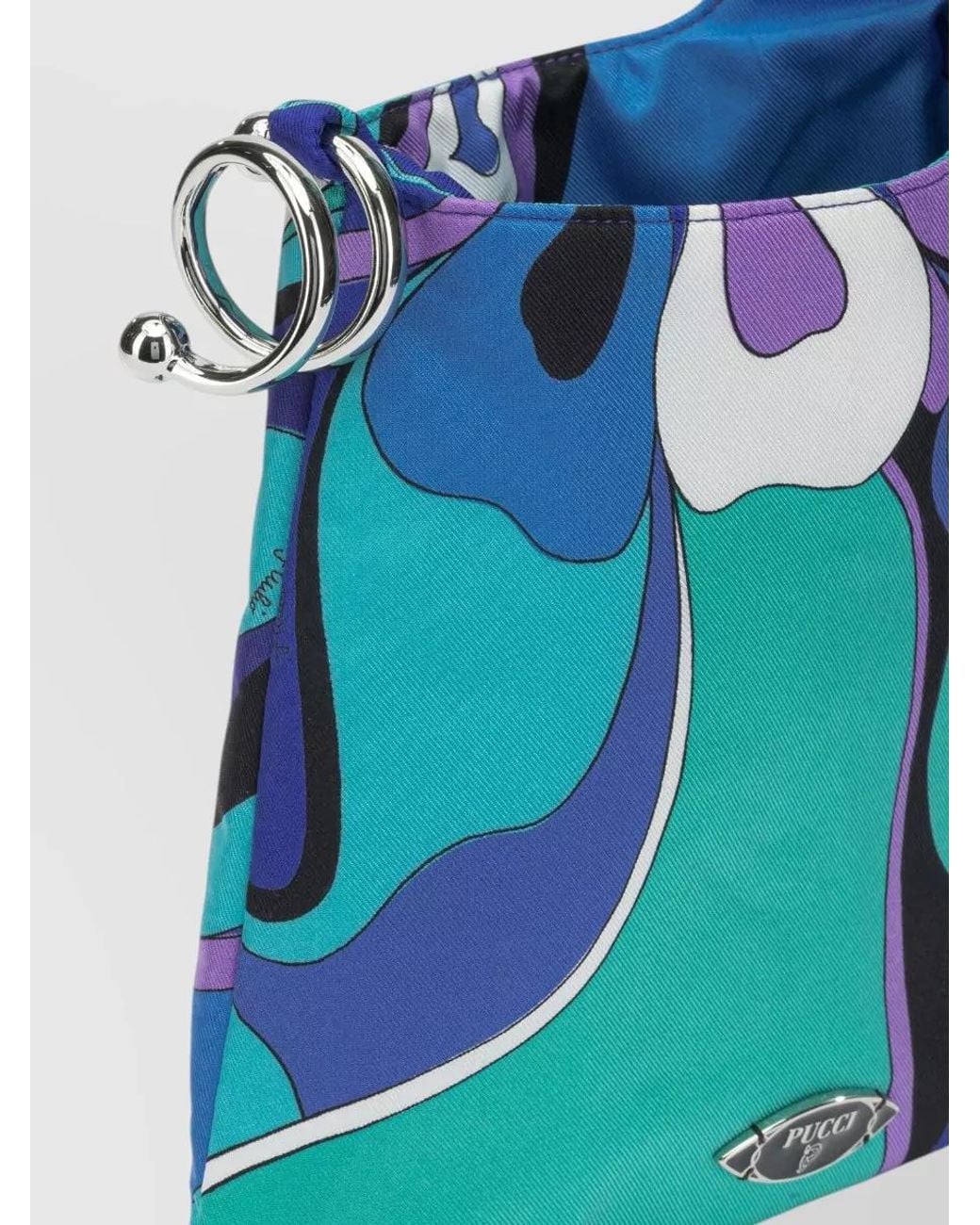 Emilio Pucci Blue Silk Printed Shoulder Bag