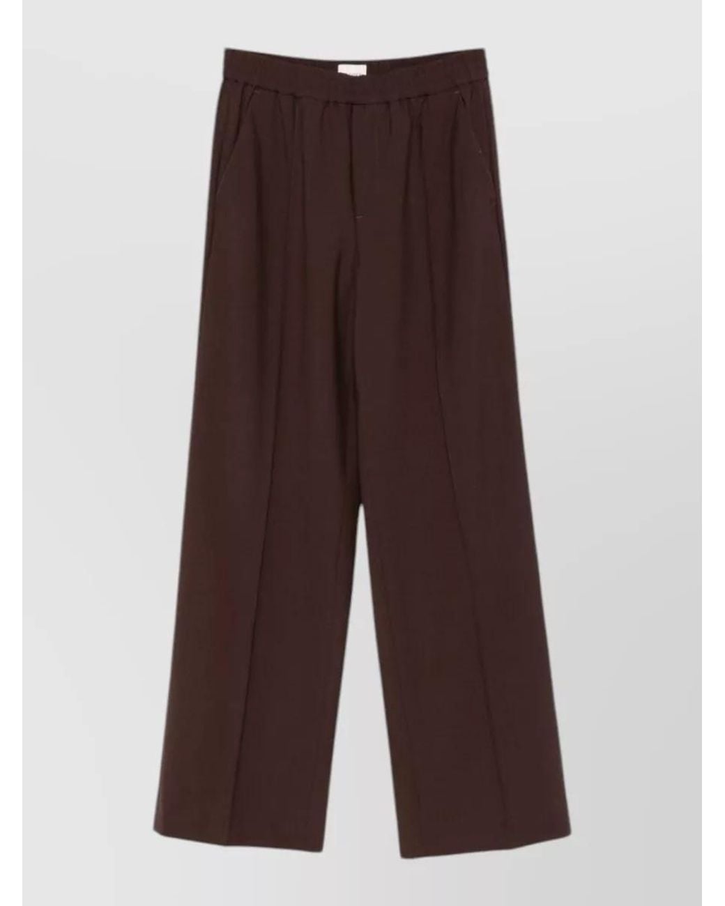 Closed Brown Virgin Wool Blend Straight-Leg Trousers