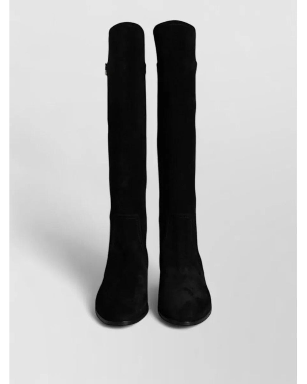 Dolce & Gabbana Black Suede Leather Knee-High Boots