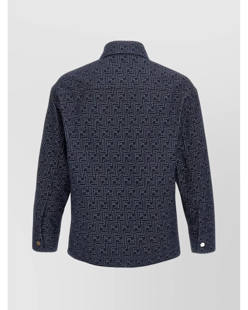Fendi Blue Denim Ff Jacquard Shirt Jacket for men