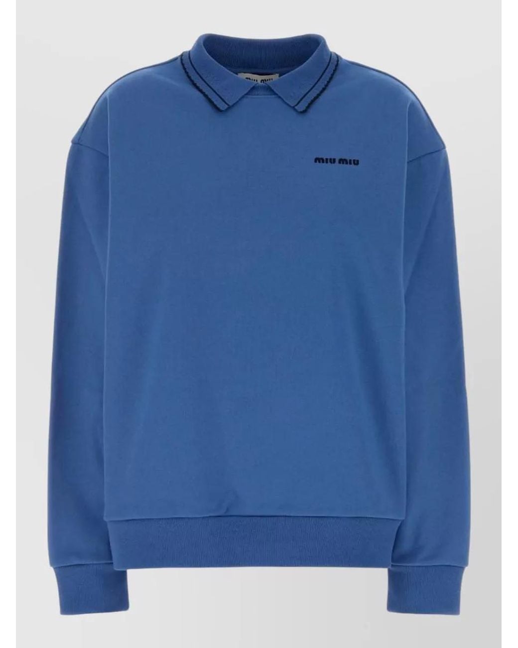 Miu Miu Blue Cotton Oversized Crewneck Sweatshirt