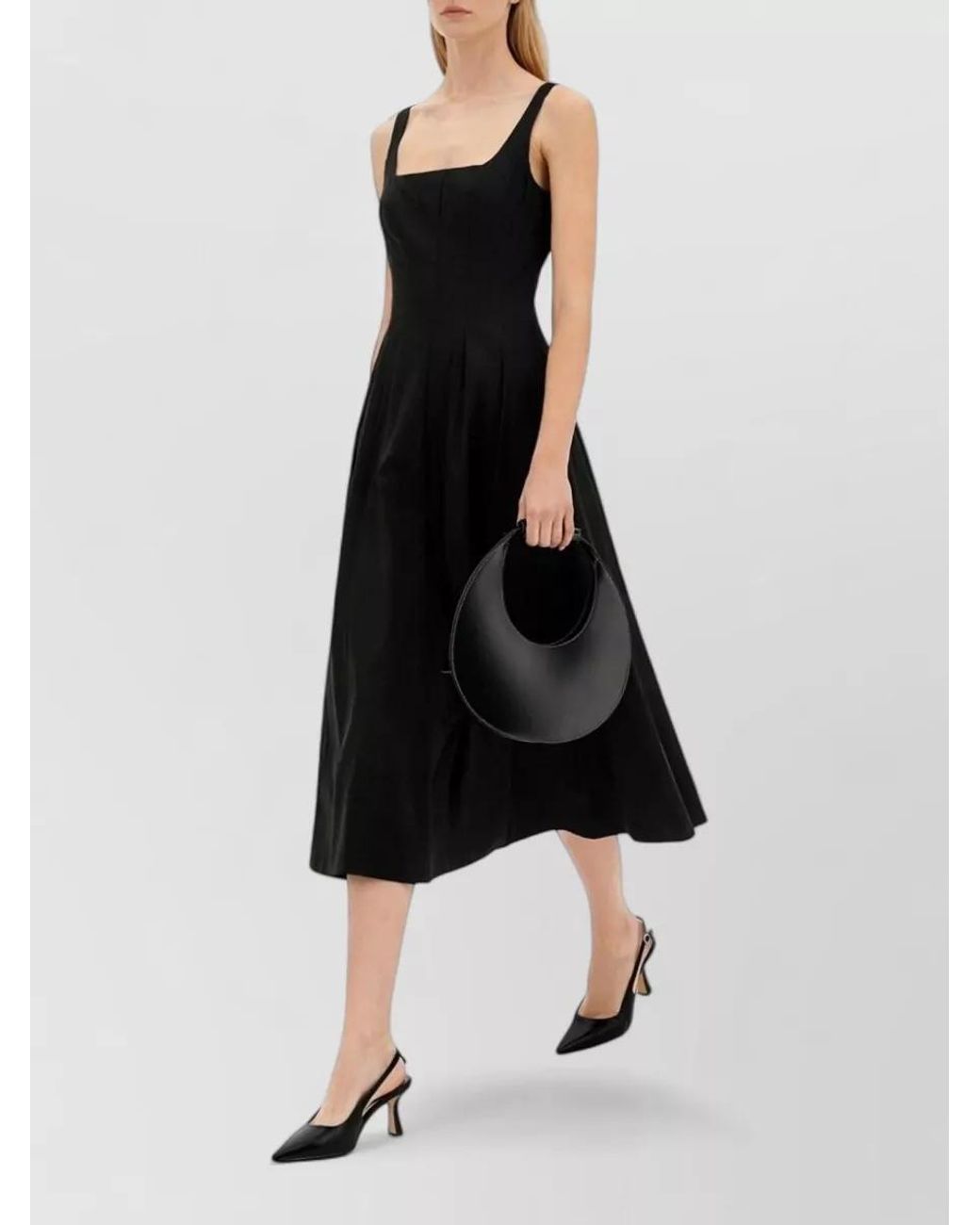 Staud Black Ellison Midi Dress