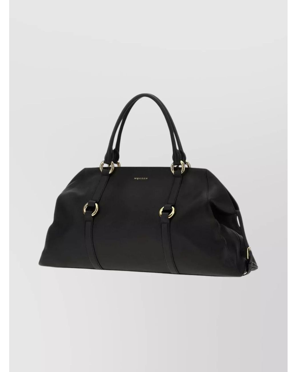 McQueen Black Leather Shoulder Bag for men