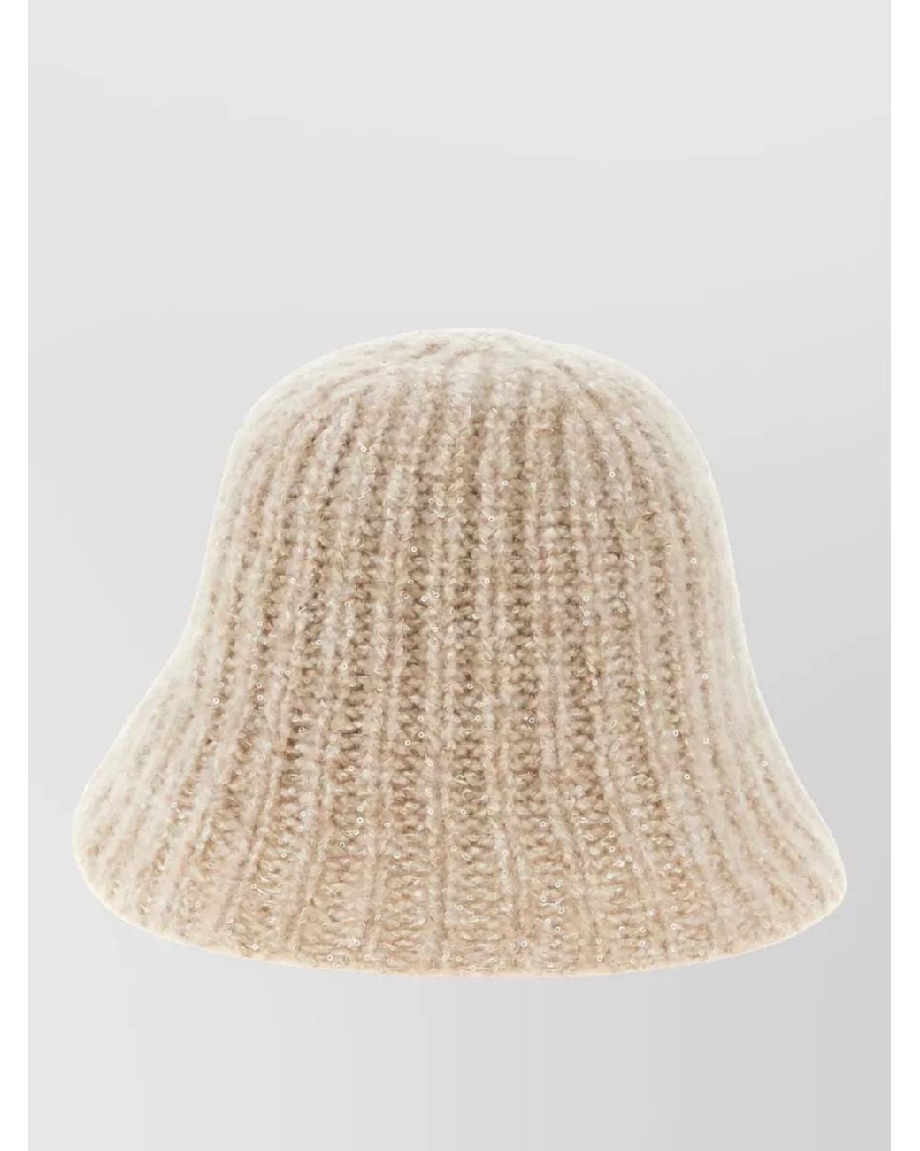 Brunello Cucinelli Natural Ribbed Cashmere Bucket Hat