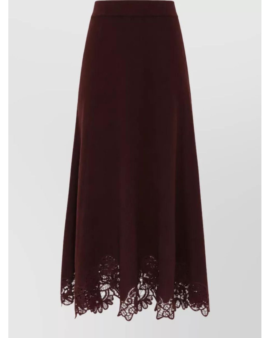 Zimmermann Red Wool Mid-Rise Midi A-Line Skirt