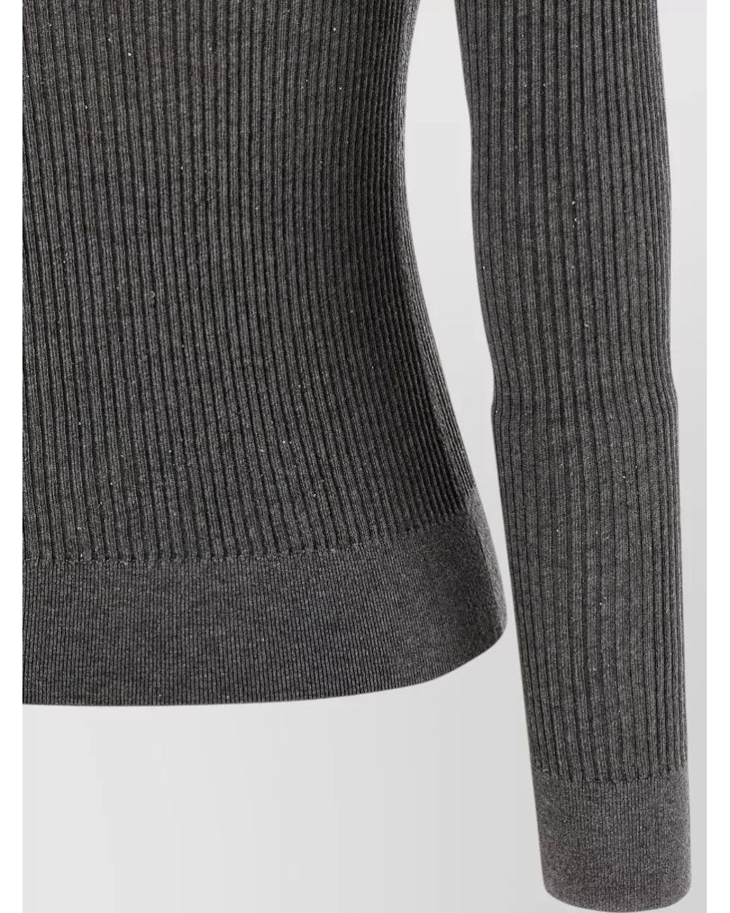 Max Mara Gray Silk Wool Ribbed Sweater