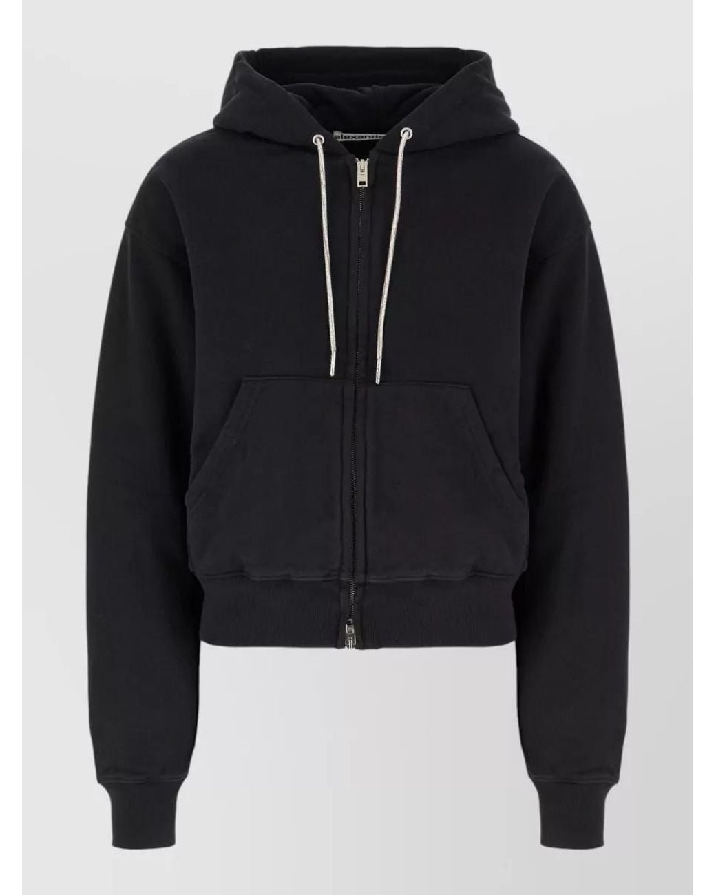 Alexander Wang Black Crystal-Embellished Zip-Up Hoodie