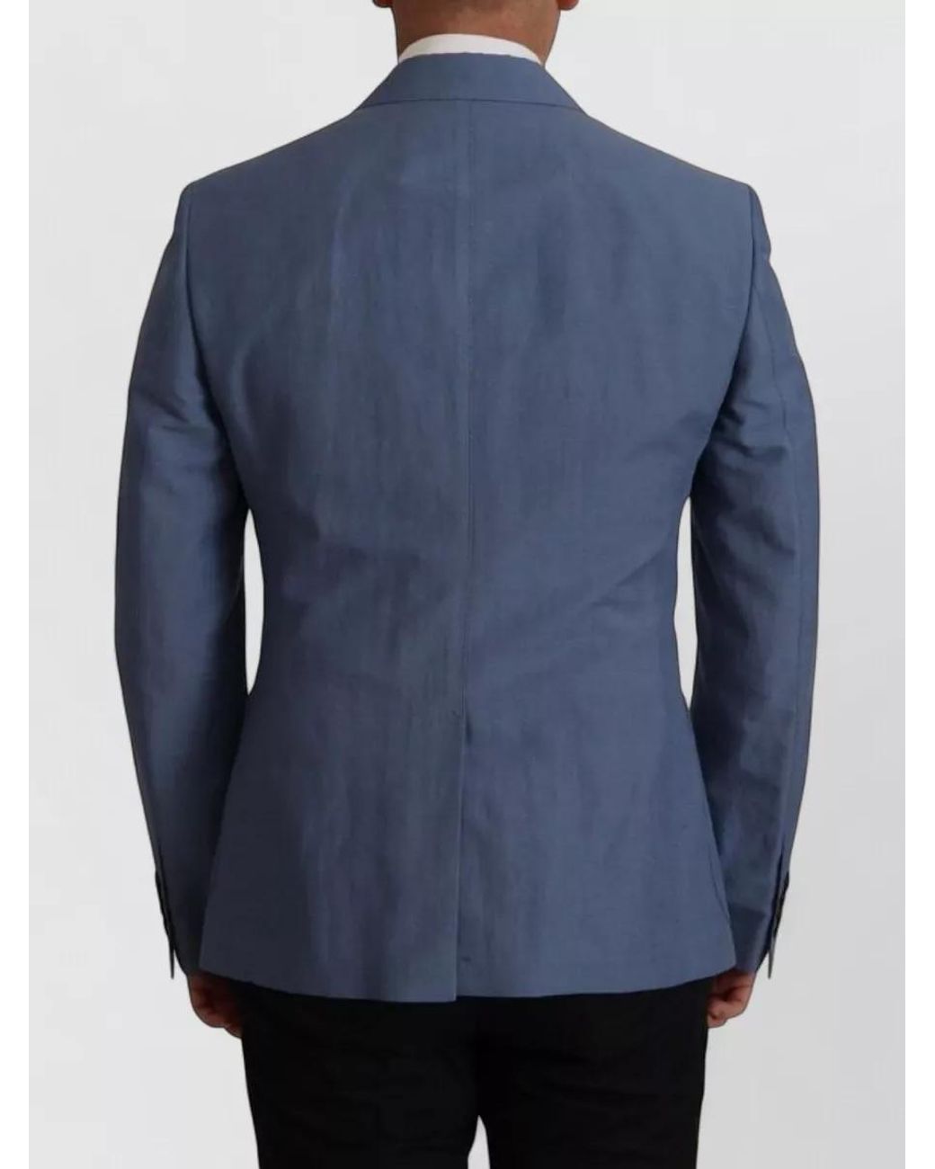 Dolce & Gabbana Blue Linen Single Breasted Blazer for men