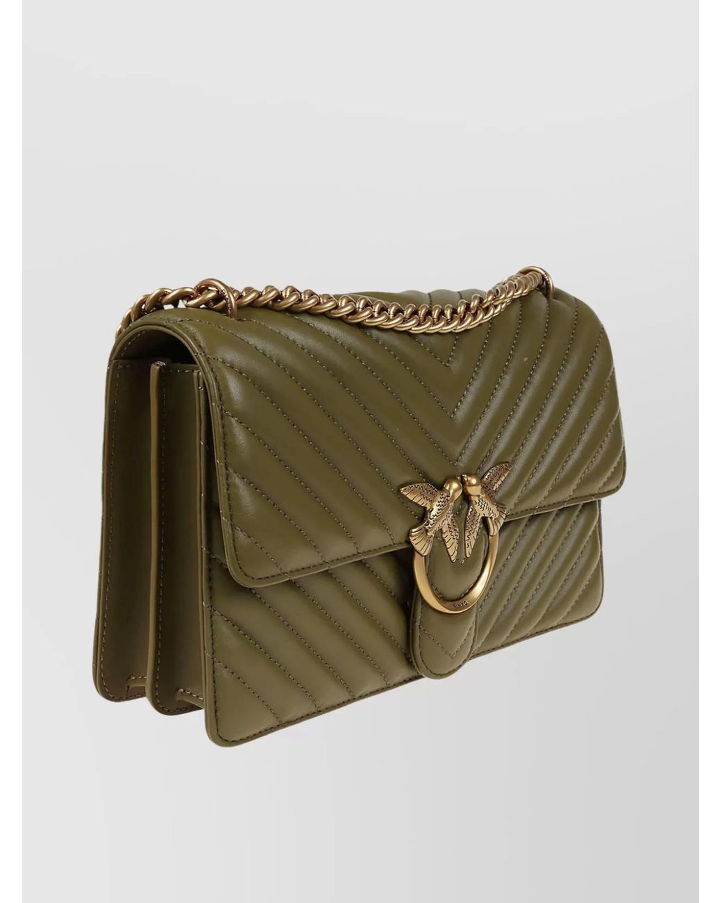 Pinko Green Love Bag One Quilted Leather Shoulder Bag