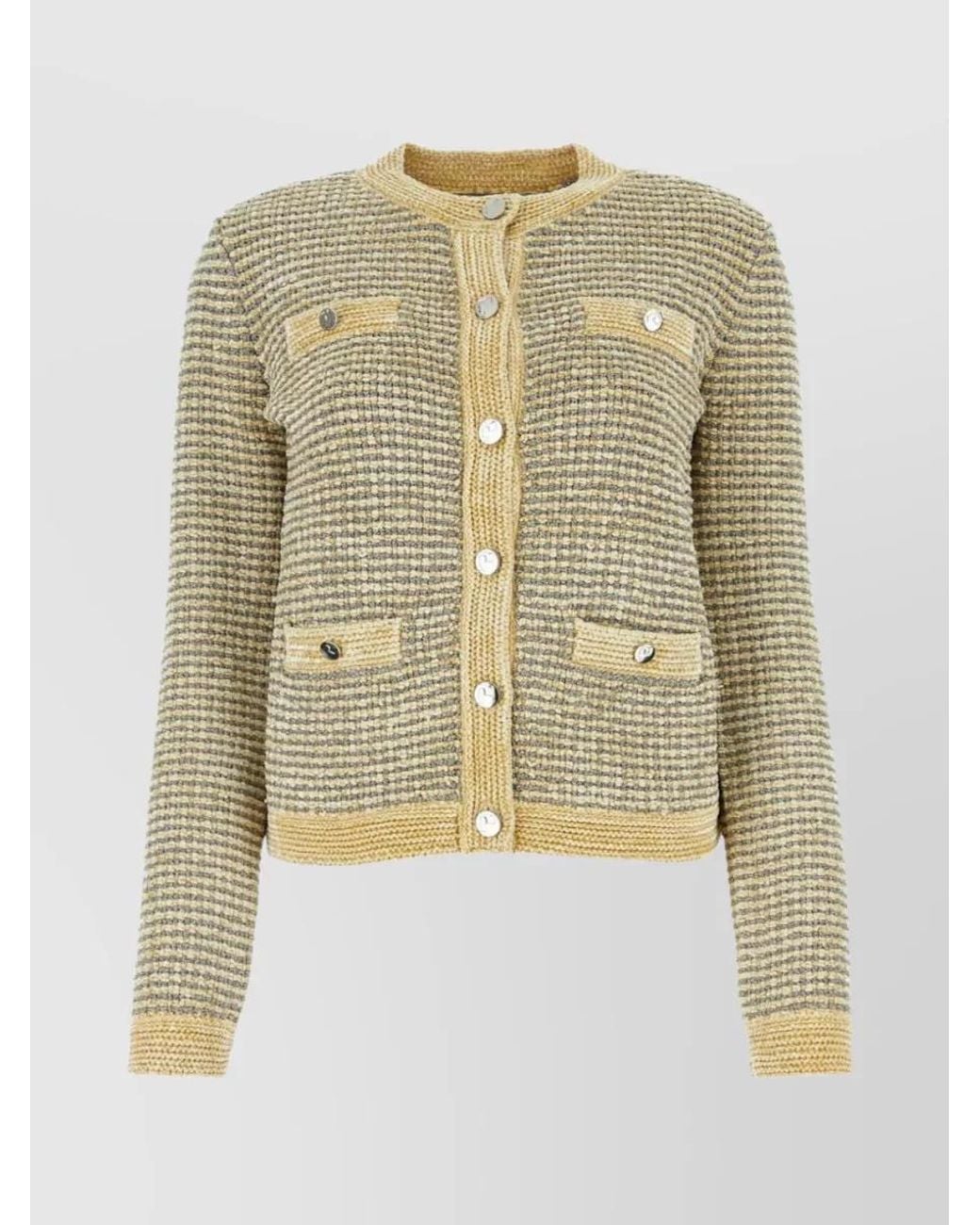 Tory Burch Metallic Regular-Fit Tweed Jacket
