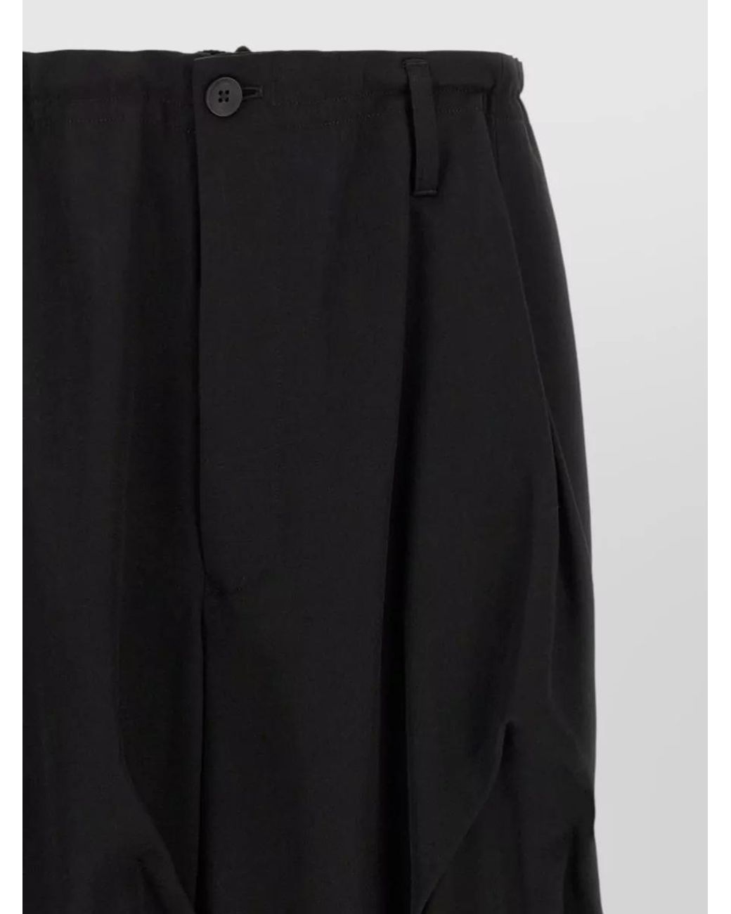 Yohji Yamamoto Black Wool Wide-Leg Drop-Crotch Trousers for men